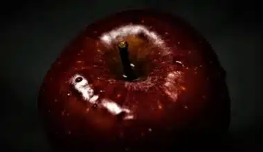 An image of a red apple on a black background to subtle convey the darkness and passion of intense pain