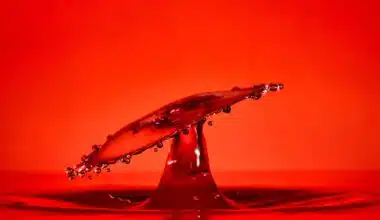 An abstract image of a red drop splash of water on a red background which captures the high passion and sensuality that is portrayed in in this poem title High Lust