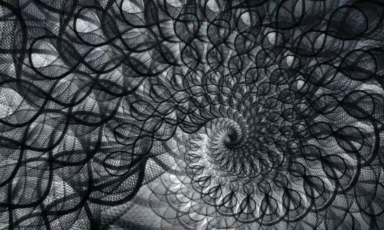 monochrome spiral design, visually striking and hypnotic. It reflects a person love for love, feeling the pain of its fleeting nature