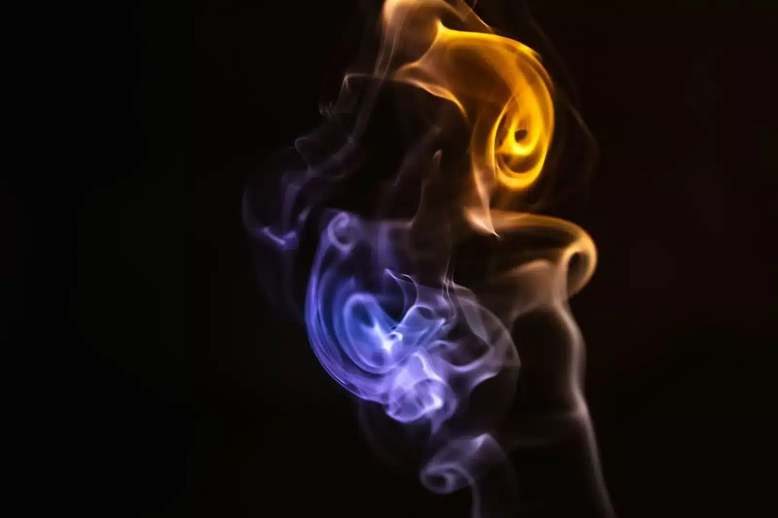 A captivating blend of colorful smoke dances on a black canvas, capturing the essence of a shared moment and boundless connection.