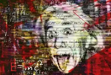 Stort stories-Adventure- Graffiti art of Albert Einstein, symbolizing brilliance and chaos in the story of Griffin and Karen's failed experiment with a potent drug.