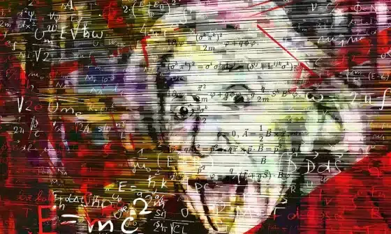 Stort stories-Adventure- Graffiti art of Albert Einstein, symbolizing brilliance and chaos in the story of Griffin and Karen's failed experiment with a potent drug.