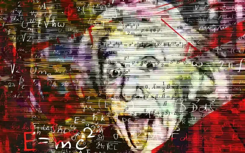 Stort stories-Adventure- Graffiti art of Albert Einstein, symbolizing brilliance and chaos in the story of Griffin and Karen's failed experiment with a potent drug.