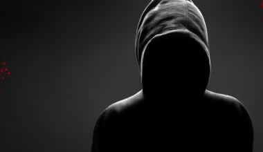 Image of a suspicious figure dressed in a hoodie against a black background, the image accurately depicts what is occurring in this installment of the bloody tulip murder mystery story.